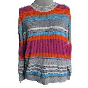 Andree By Unit Color Block Striped Knit Pullover Sweater, Size Small